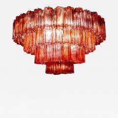 Murano Glass Fuchsia Red Stunning Tronchi Chandelier 1970 - 1728382