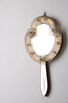 Murano Glass Hand Mirror with Floral Decor 20th Century - 4739053