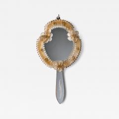 Murano Glass Hand Mirror with Floral Decor 20th Century - 4826088
