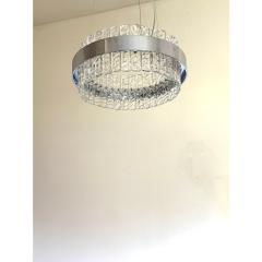 Murano Glass Ice Chandelier Hammered Clear Glass in Polish Kromo Ring - 4303178