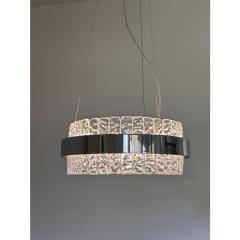 Murano Glass Ice Chandelier Hammered Clear Glass in Polish Kromo Ring - 4303181