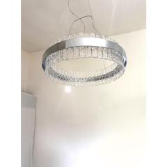 Murano Glass Ice Chandelier Hammered Clear Glass in Polish Kromo Ring - 4303182