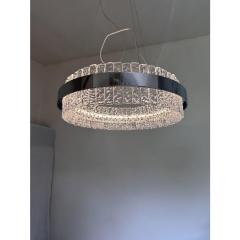 Murano Glass Ice Chandelier Hammered Clear Glass in Polish Kromo Ring - 4303183