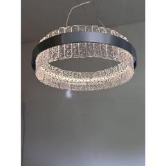 Murano Glass Ice Chandelier Hammered Clear Glass in Polish Kromo Ring - 4303186