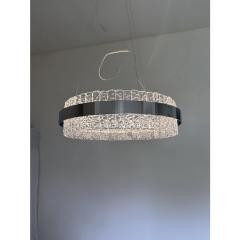Murano Glass Ice Chandelier Hammered Clear Glass in Polish Kromo Ring - 4303216