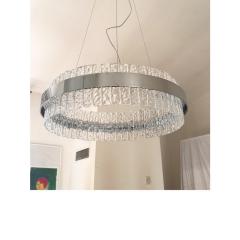 Murano Glass Ice Chandelier Hammered Clear Glass in Polish Kromo Ring - 4303193
