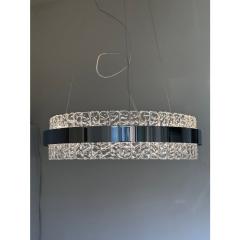 Murano Glass Ice Chandelier Hammered Clear Glass in Polish Kromo Ring - 4303218