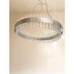 Murano Glass Ice Chandelier Hammered Clear Glass in Polish Kromo Ring - 4303219