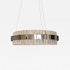 Murano Glass Ice Chandelier Hammered Clear Glass in Polish Kromo Ring - 4306120