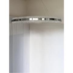 Murano Glass Ice Chandelier Hammered Clear Glass in Polish Kromo Ring - 4303198