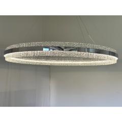 Murano Glass Ice Chandelier Hammered Clear Glass in Polish Kromo Ring - 4303202