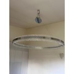 Murano Glass Ice Chandelier Hammered Clear Glass in Polish Kromo Ring - 4303224