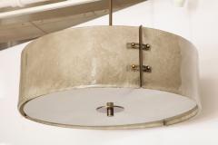 Murano Glass Patinated Brass Drum Chandelier - 1055798