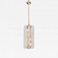 Murano Glass Pendant Chandelier in Clear Textured Glass and Brass Italy - 4618855