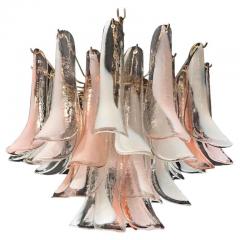 Murano Glass Pink and White Lattimo Chandelier 1980s - 4449088