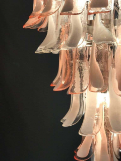 Murano Glass Pink and White Petals Chandelier Italian Modern 1980s - 1622484