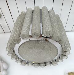Murano Glass Tube and Metal Chrome Chandelier Italy 1970s - 3480028