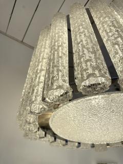Murano Glass Tube and Metal Chrome Chandelier Italy 1970s - 3480035