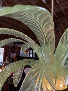 Murano Glass and Brass Chandelier in Green Glass Palm Leaves - 3972669