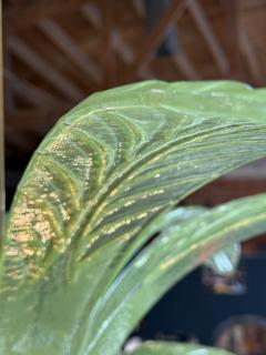 Murano Glass and Brass Chandelier in Green Glass Palm Leaves - 3972672