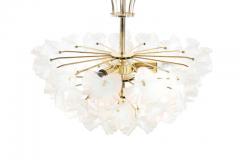 Murano Glass and Brass Hibiscus Chandelier Italy 1950s - 502290