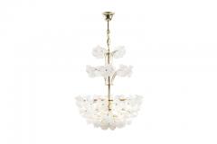 Murano Glass and Brass Hibiscus Chandelier Italy 1950s - 502291