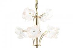 Murano Glass and Brass Hibiscus Chandelier Italy 1950s - 502292