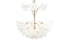 Murano Glass and Brass Hibiscus Chandelier Italy 1950s - 502294