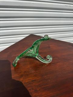 Murano Green and Clear Handblown Flower - 4398007