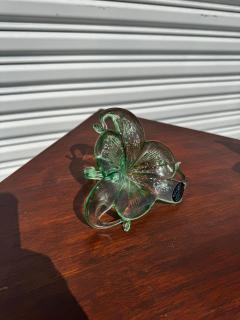 Murano Green and Clear Handblown Flower - 4398010