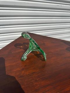 Murano Green and Clear Handblown Flower - 4398011