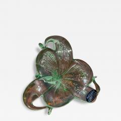 Murano Green and Clear Handblown Flower - 4401371