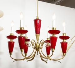 Murano Hand Blown Italian Brass and Glass Chandelier Italy circa 1950 - 3090012