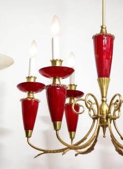 Murano Hand Blown Italian Brass and Glass Chandelier Italy circa 1950 - 3090013