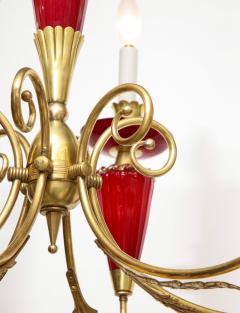 Murano Hand Blown Italian Brass and Glass Chandelier Italy circa 1950 - 3090020