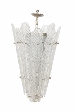 Murano Italian Mid Century Glass and Silver Metal Pendant Chandelier - 4630940