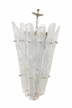 Murano Italian Mid Century Glass and Silver Metal Pendant Chandelier - 4630941
