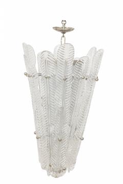 Murano Italian Mid Century Glass and Silver Metal Pendant Chandelier - 4630942