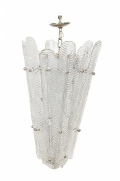 Murano Italian Mid Century Glass and Silver Metal Pendant Chandelier - 4630943
