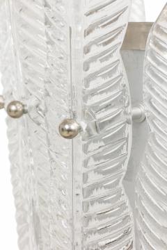 Murano Italian Mid Century Glass and Silver Metal Pendant Chandelier - 4630944