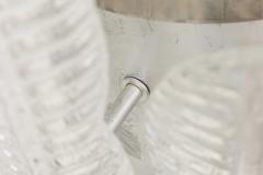 Murano Italian Mid Century Glass and Silver Metal Pendant Chandelier - 4630951