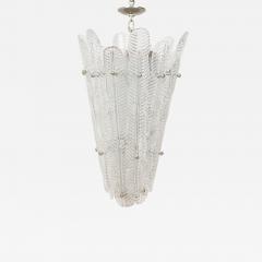Murano Italian Mid Century Glass and Silver Metal Pendant Chandelier - 4646555