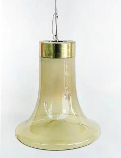 Murano Mid century Brass Glass Bell Shaped Pendant Light Fixture - 4058521