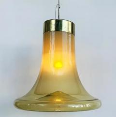 Murano Mid century Brass Glass Bell Shaped Pendant Light Fixture - 4058537