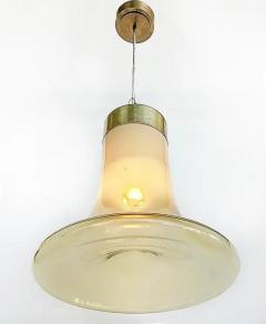 Murano Mid century Brass Glass Bell Shaped Pendant Light Fixture - 4058549