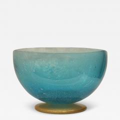 Murano Pulegoso Glass Pedestal Bowl with Gold Inclusions - 3952605