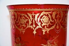 Murano Red Glass Oversized Goblet with Gold Leaf Decorative Scene - 500496