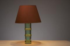 Murano Solid Glass Table Lamp with Orange Shade 1950s - 4500205
