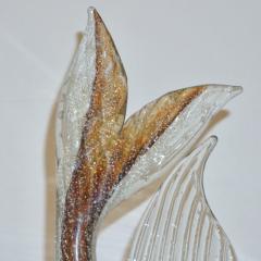 Murano Sommerso Amber and Silver Flecks Art Glass Fish Sculpture - 1123419