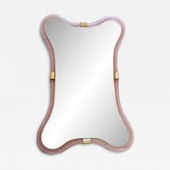 Murano Style Scenographic Torchon Glass Designer Mirror Simoeng Pink and Gold - 4569935